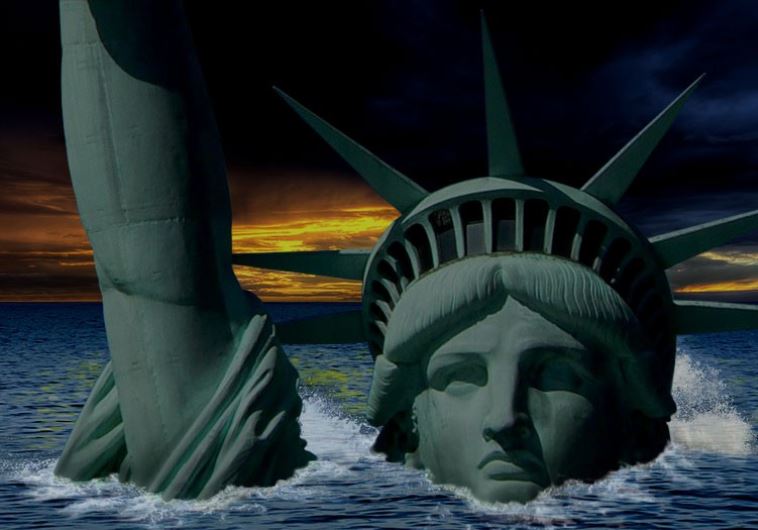 The Statue of Liberty submerged (illustrative)