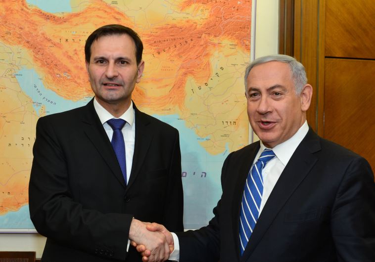 Croatia’s Foreign Minister Miro Kovac and Prime Minister Benjamin Netanyahu