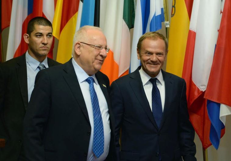 Donald Tusk, the President of the Council of Europe meets Israeli President Reuven Rivlin 