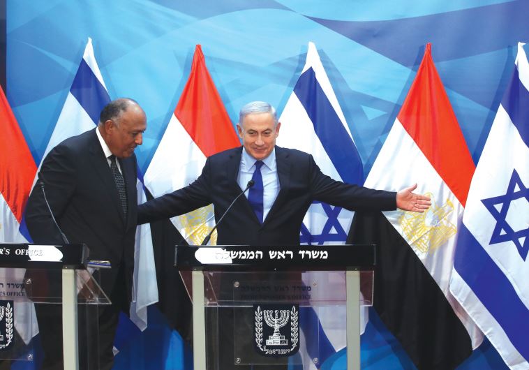 PRIME MINISTER Benjamin Netanyahu meets Egypt’s Foreign Minister Sameh Shoukry in Jerusalem on Sunday