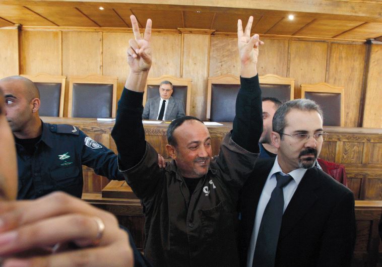 Marwan Barghouti, seen here at the Jerusalem Magistrates’ Court in 2012, is currently serving five life sentences for murder