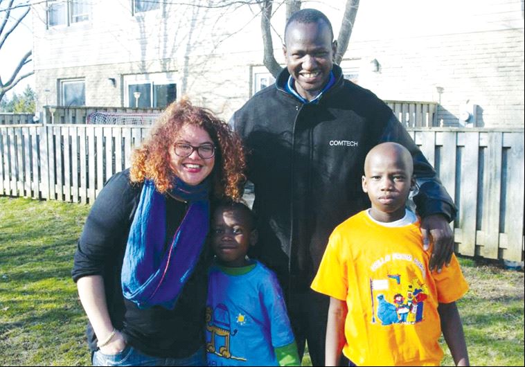 Moran Mekamel and the Dobuol family in Mekamel’s recent visit to Canada, the family’s new home 