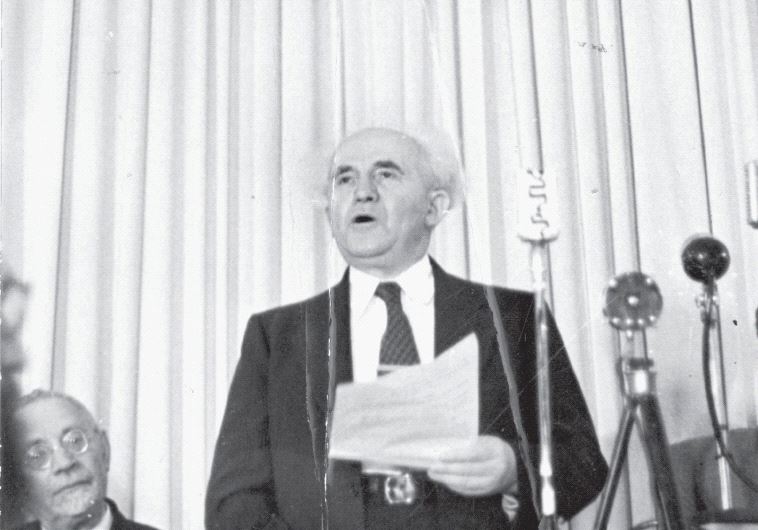 DA VID BEN-GURION declaraes Israel’s independence in Tel Aviv in 1948