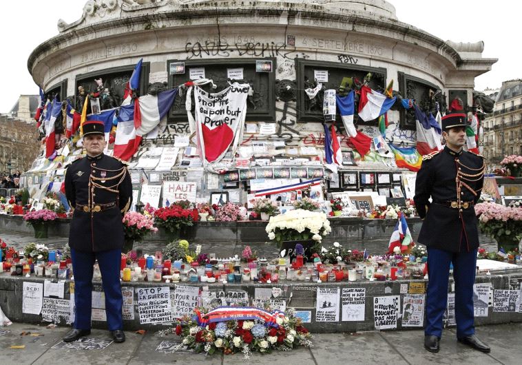 The Place de la Republique square where people paid tribute to the victims of last year’s terror attack.