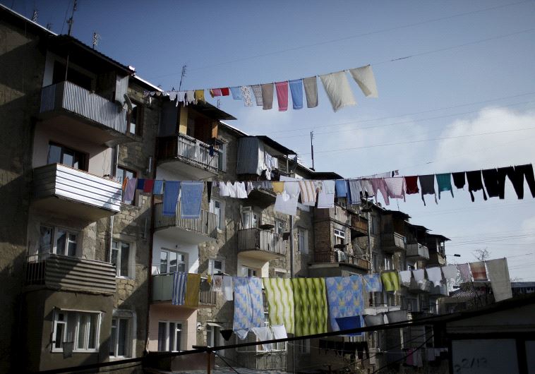 Laundry hung out to dry.