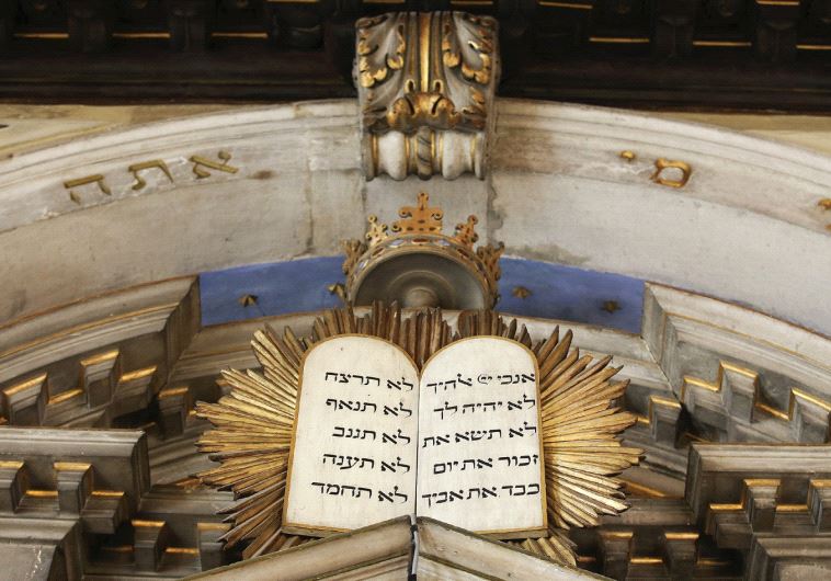 A depiction of the tables of the law in the Levantine synagogue