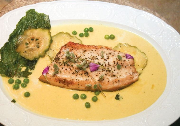 Fish in citron cream sauce and vegetables