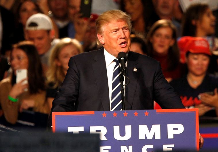 Donald Trump speaks at his final campaign event at the Devos Place in Grand Rapids, Michigan