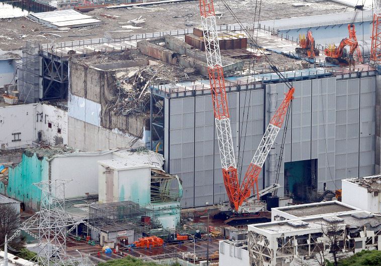 An aerial view shows No.3 reactor building at tsunami-crippled Fukushima Daiichi nuclear power plant