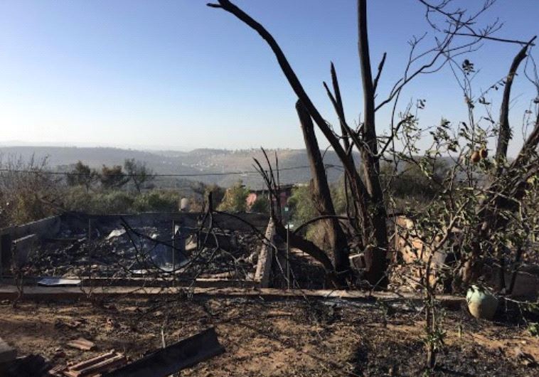 Fire damage in Halamish.