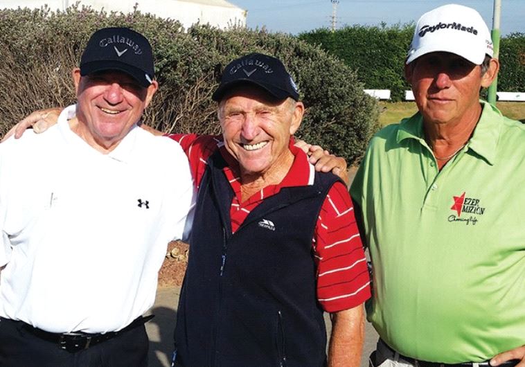 Some of the winners of last week’s pair of tournaments at the Ga’ash Golf Club pose on the course following their victories