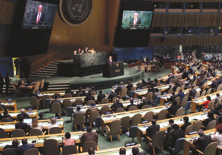 PETER THOMSON, permanent representative of Fiji to the United Nations, addresses the UN General Assembly earlier this year.