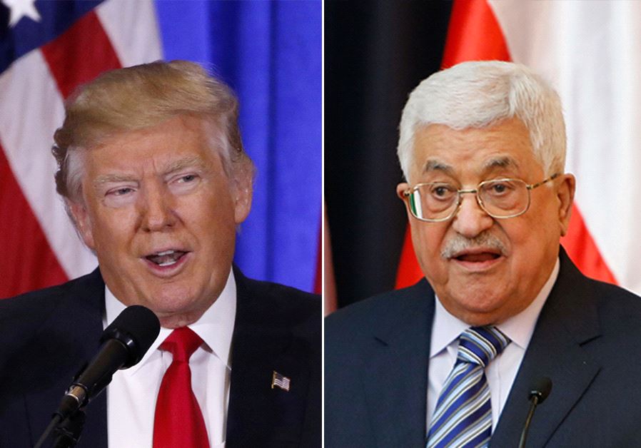 Donald Trump (L) and Mahmoud Abbas (R)