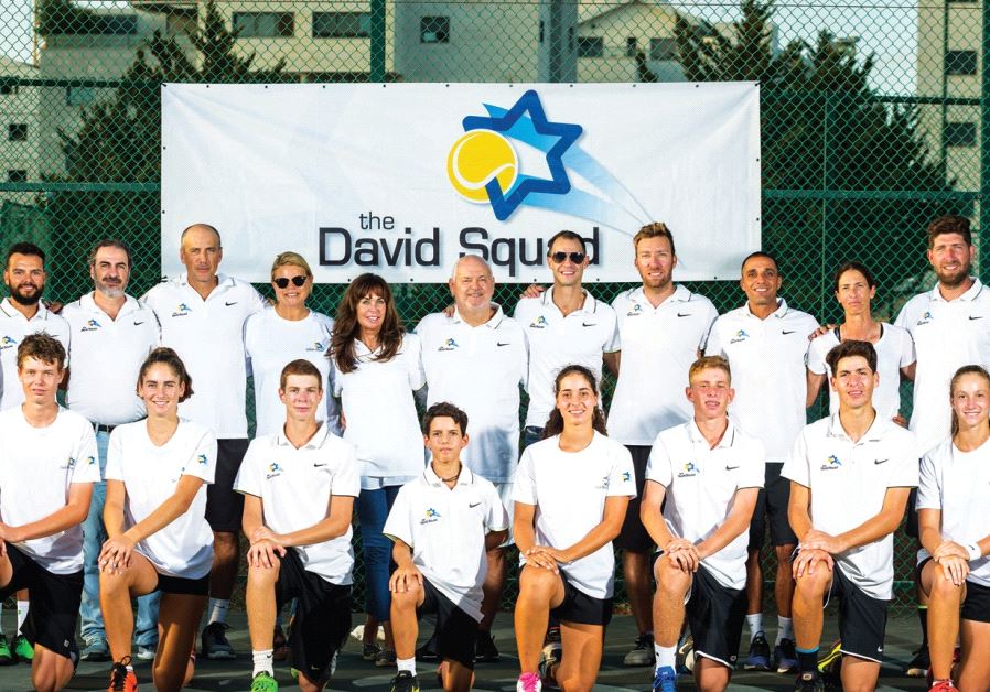 Adam Coffer (top row, fifth from right, with the players and staff of the David Squad) believes sport, and tennis in particular, can serve as a great tool to show the true face of Israel to the world.
