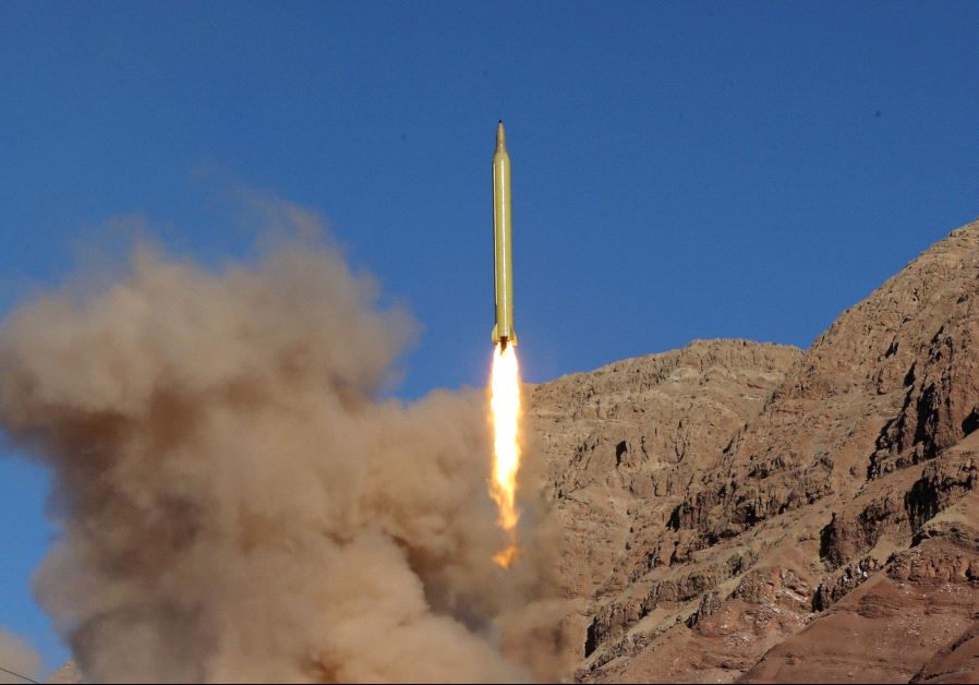 A ballistic missile is launched and tested in an undisclosed location, Iran, March 9, 2016. 