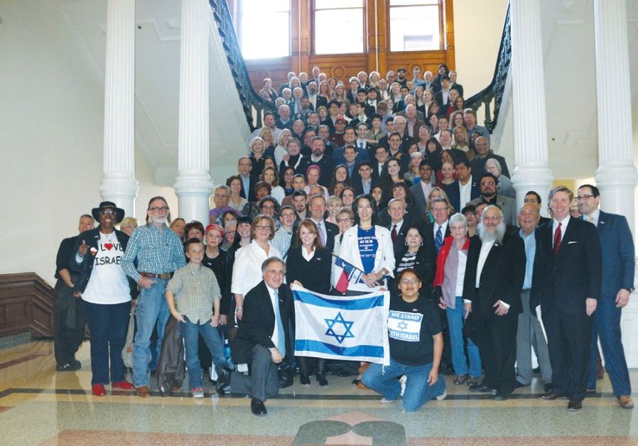 PEOPLE GATHER at the Texas State Capitol on Thursday to lobby on behalf of an anti-BDS bill that supporters believe will strengthen the state’s economic ties with Israel.