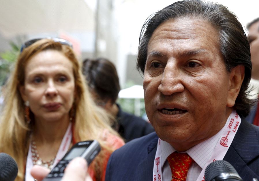 Former Peru's President Alejandro Toledo and his wife Eliane Karp 