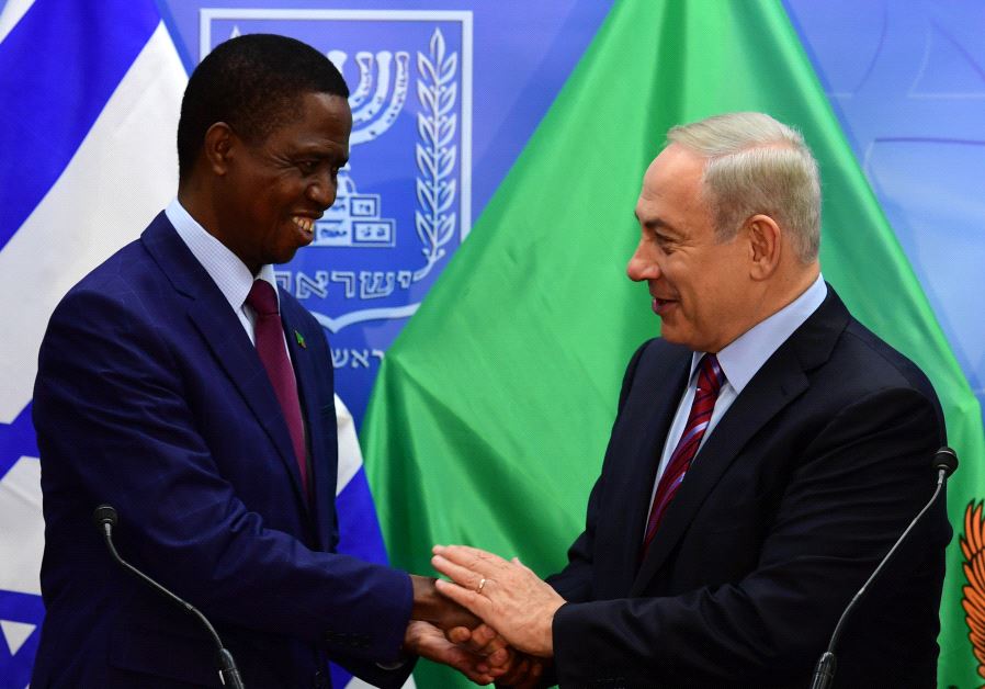 Israel Prime minister Benjamin Netanyahu and President of Zambia Edgar Chagwa Lungu.