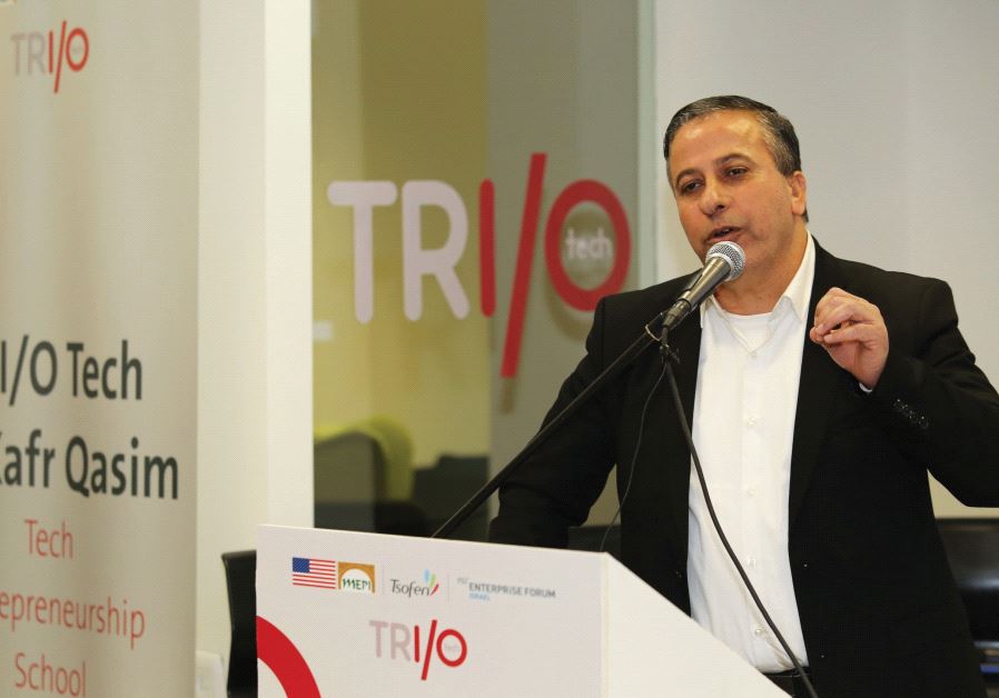KAFR KASIM Mayor Adel Badir speaks at Tsofen’s TRIO/O Tech program,
