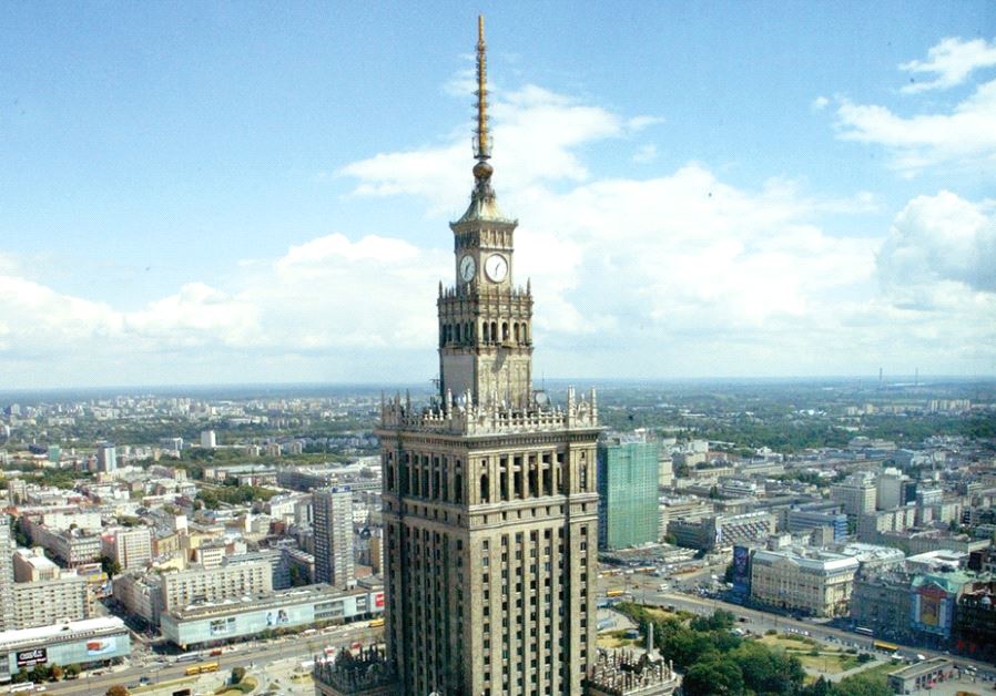 AN AERIAL view of the Palace of Culture in Warsaw that was built in 1955. During the communist era, many Jews were purged and accused of being ‘Zionists.’