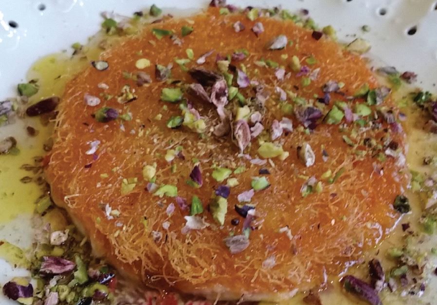 The knafeh offered at Basma Coffee in Jaffa