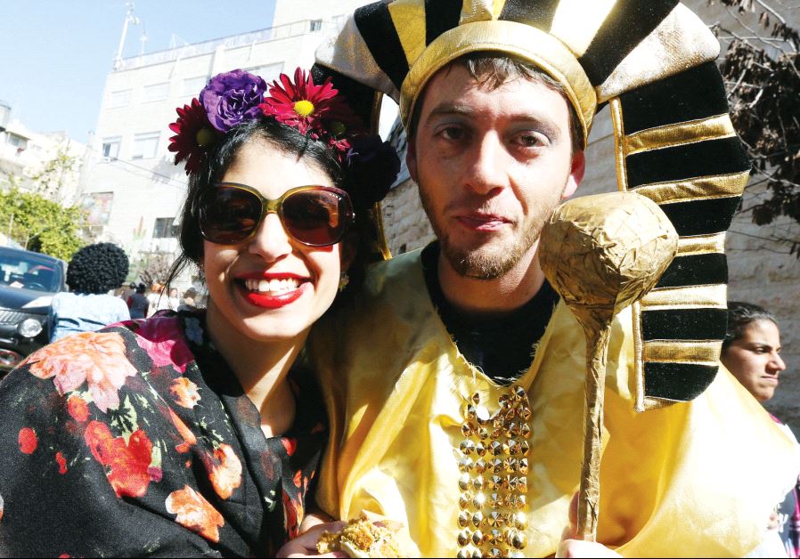 Purim celebrants in Jerusalem