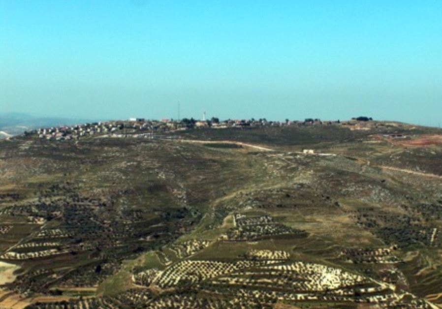 Yitzhar, as seen from a neighboring settlement