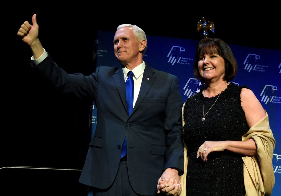 US Vice President Mike Pence, left, and his wife, Karen Pence