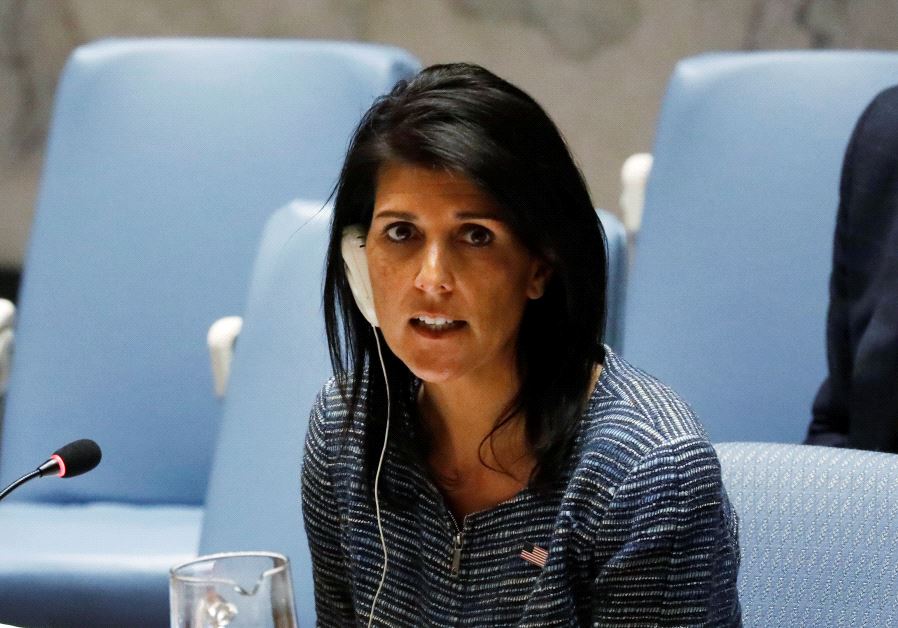 US Ambassador to the United Nations Nikki Haley addresses the United Nations Security Council at the United Nations Headquarters in New York City, US, April 4, 2017.