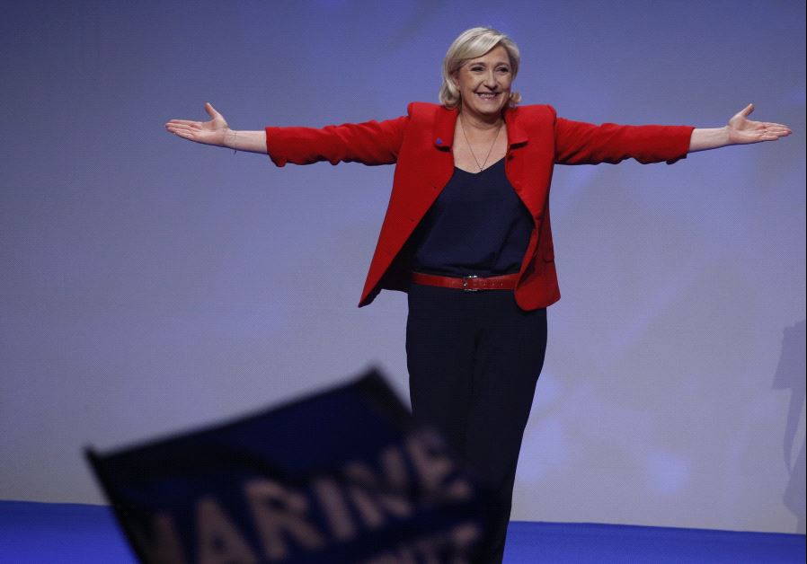 Marine Le Pen, French National Front (FN) political party leader and candidate for French 2017 presidential election, attends a campaign rally in Paris, France, April 17, 2017