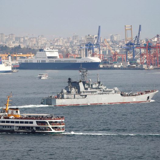 THE RUSSIAN Navy’s landing ship ‘Caesar Kunikov’ sails in the Bosphorus near Istanbul earlier this month on its way to the Mediterranean Sea.