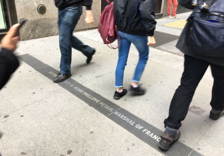 The name of French Nazi collaborator Henri Philippe Pétain is engraved in New York City's "Canyon of Heroes" on Broadway, alongside those of historical figures such as Churchill, De Gaulle and Ben Gurion
