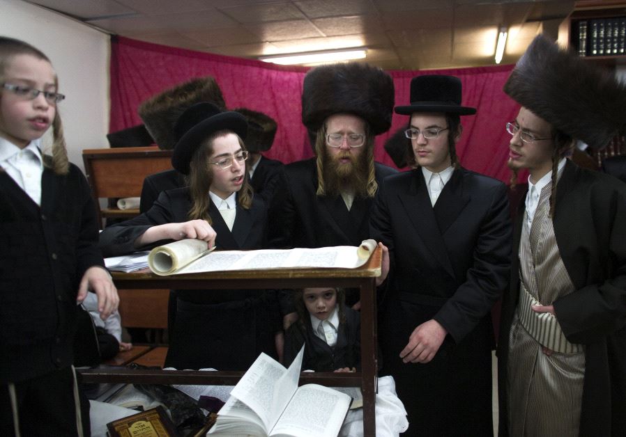 Ultra-Orthodox Jewish men praying in Ramat Beit Shemesh
