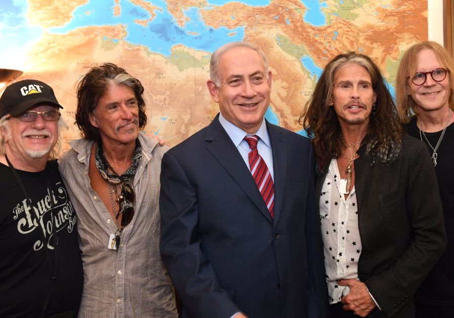 Prime Minister Benjamin Netanyahu met with Aerosmith 27 May 2017.