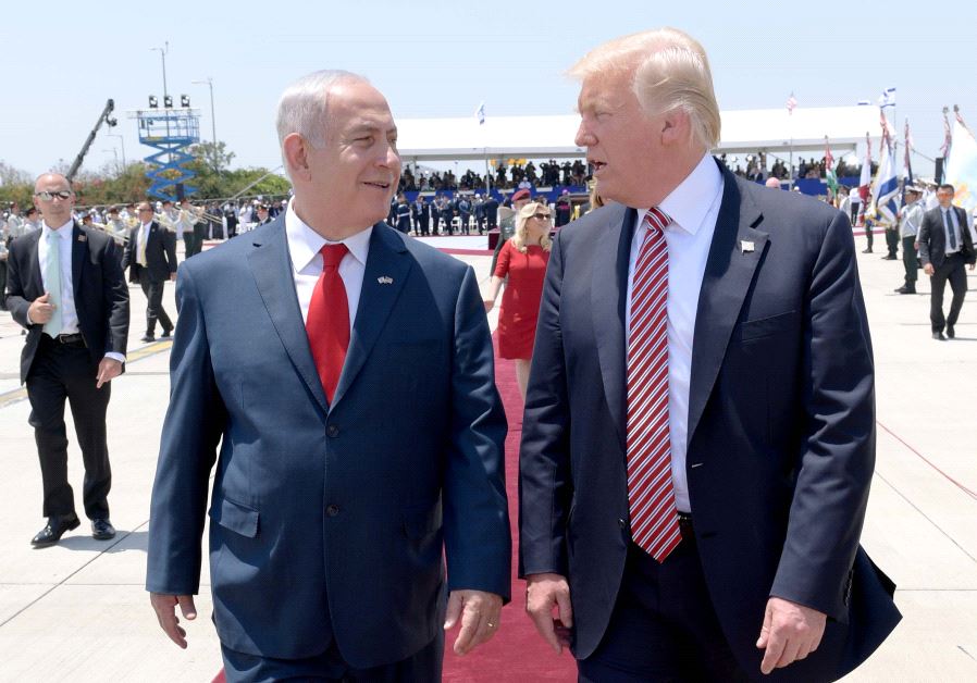 US President Donald Trump and PM Netanyahu at Ben Gurion airport