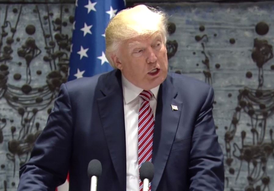 US President Donald Trump speaks in Jerusalem