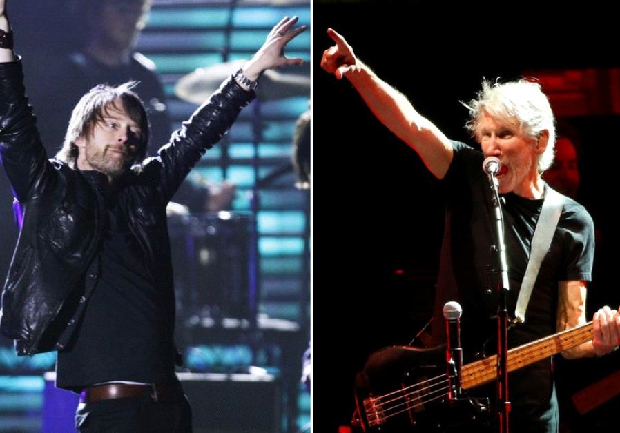 Radiohead frontman Thom Yorke (L) and Pink Floyd's Roger Waters