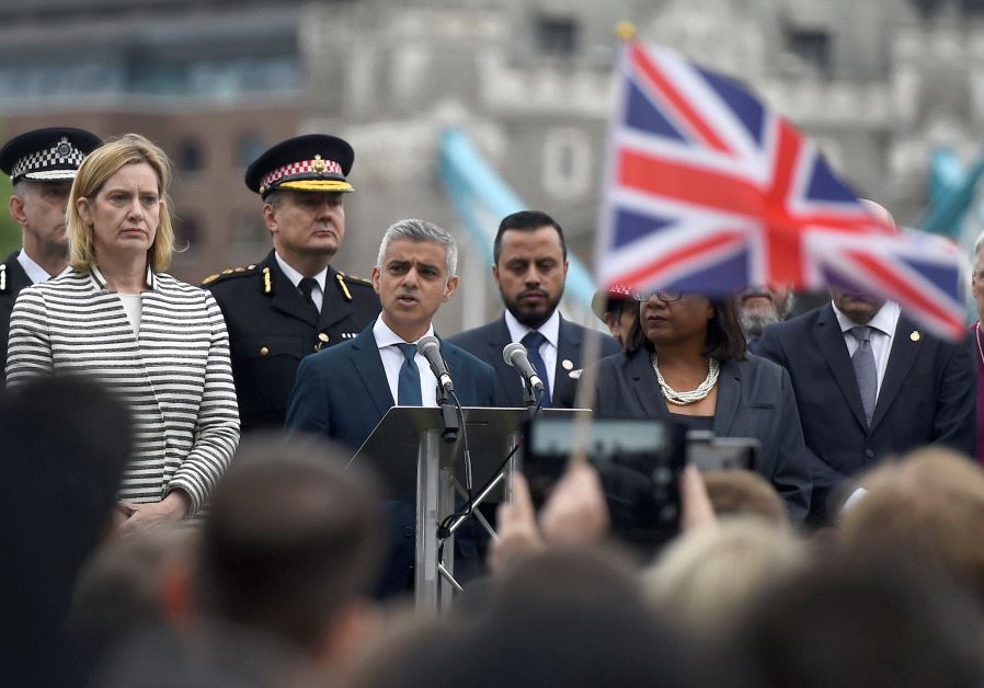 The Mayor of London Sadiq Khan, speaks during a vigil at Potters Field Park, near the scene of the attack at London Bridge, London, Britain June 5, 2017