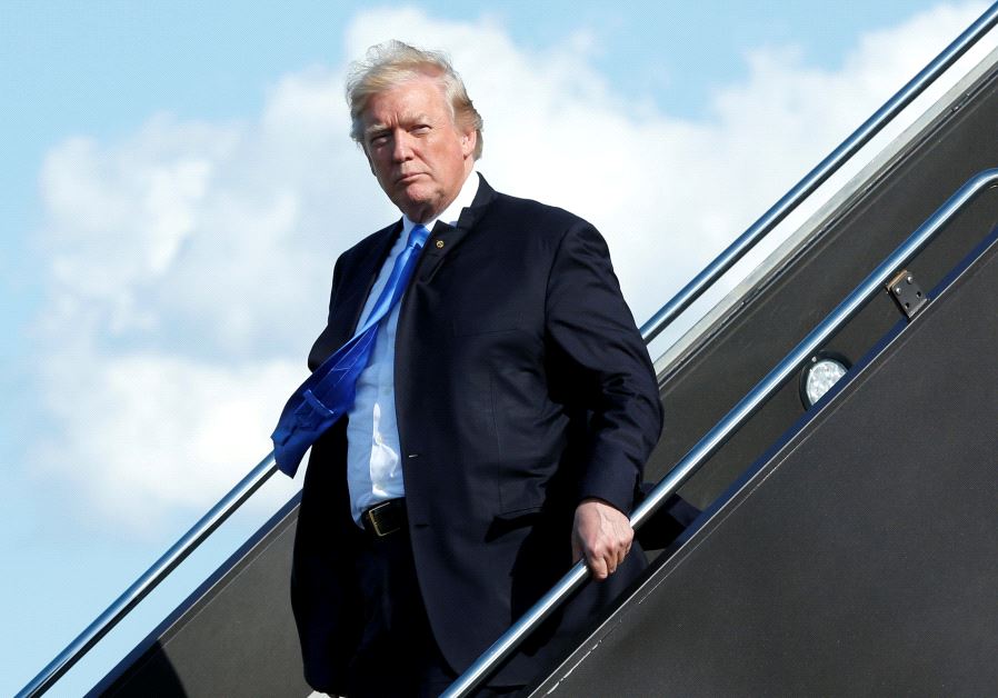U.S. President Donald Trump arrives at Newark International airport, June 9, 2017.