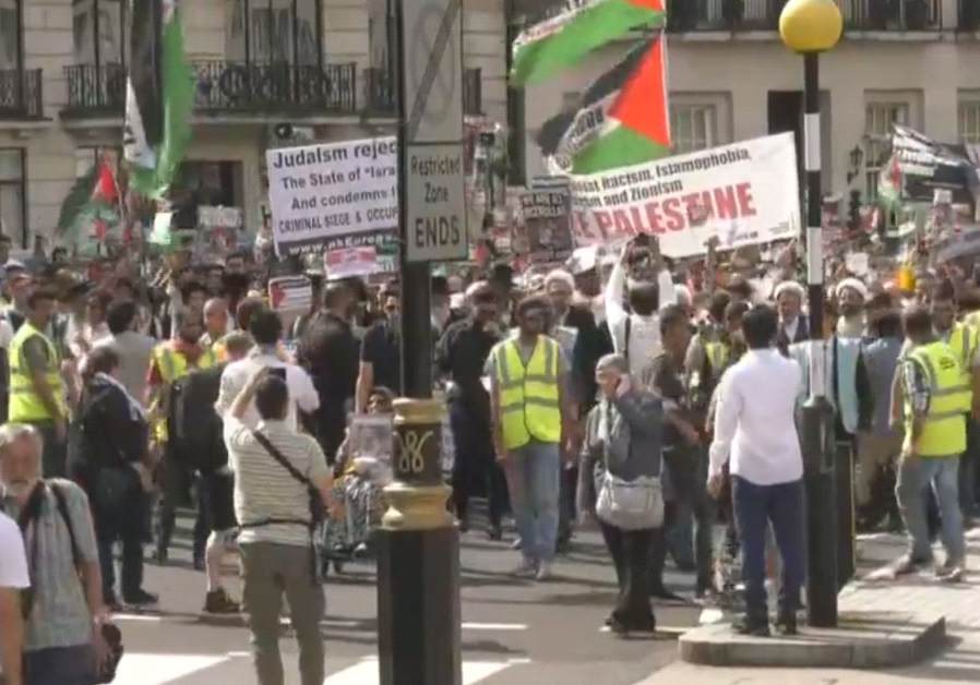 Participants in London's annual Al Quds March in support of the Palestinian people