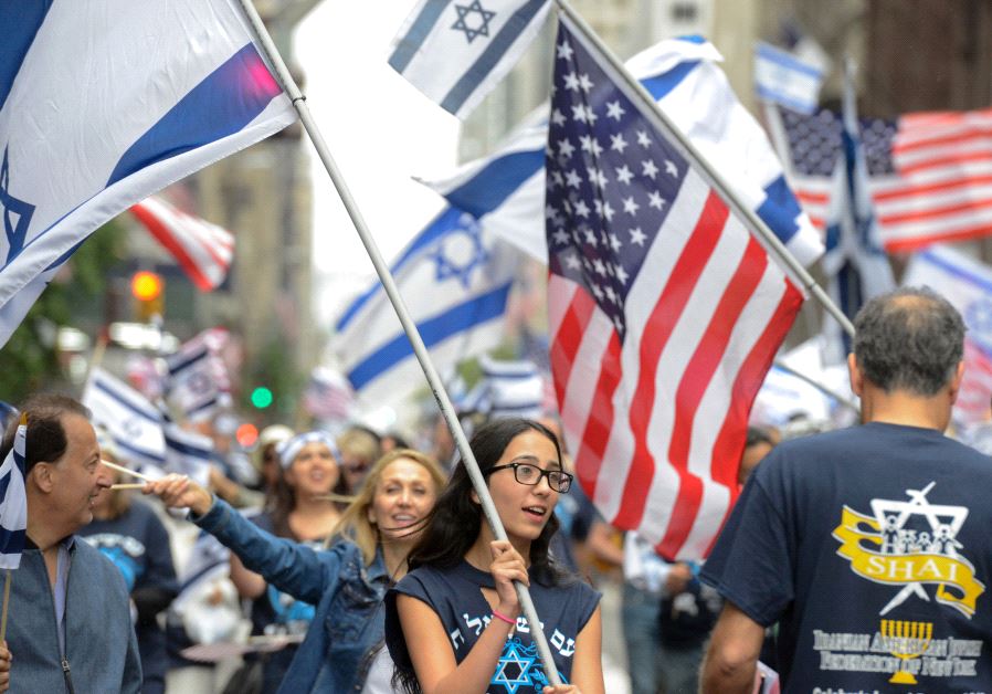 People participate in the "Celebrate Israel" parade along 5th Ave. in New York City, US, June 4, 2017. 
