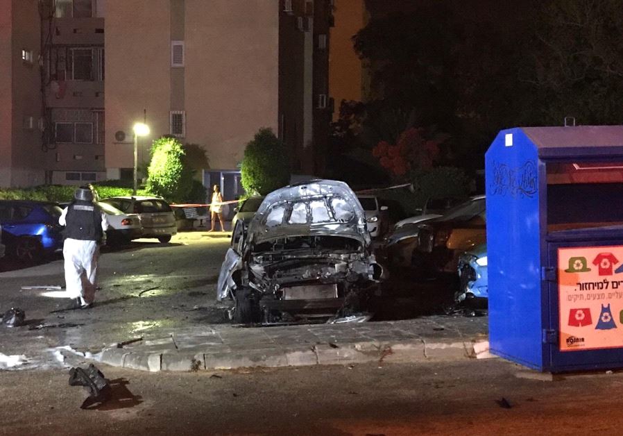 Scene of the crime in Ashkelon where a mob official was killed in a car bombing