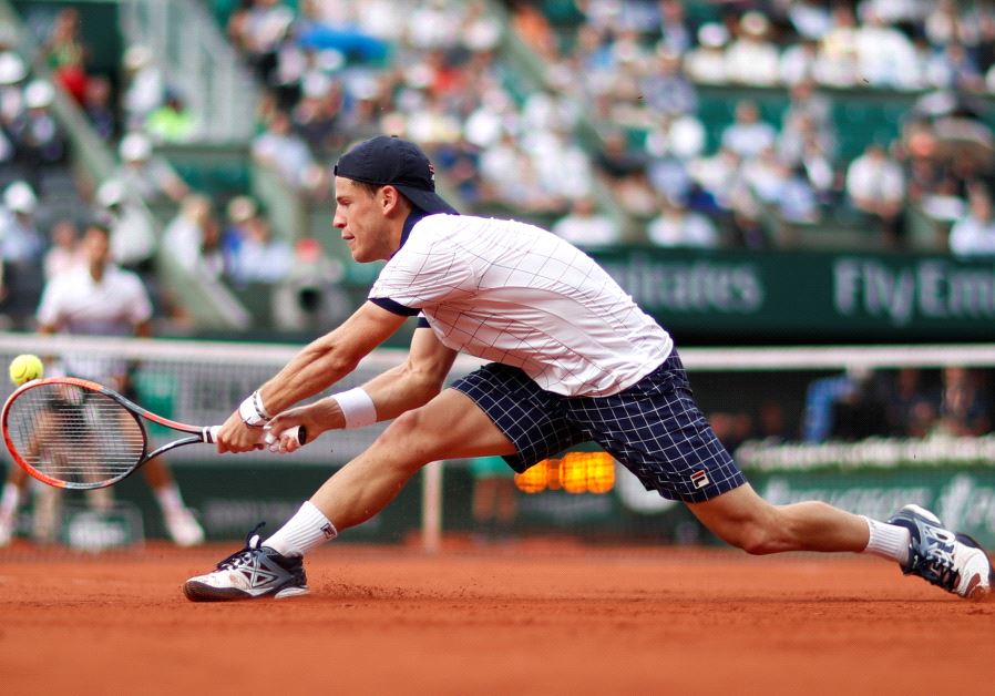 Argentina's Diego Schwartzman in action during his French Open third round match against Serbia's Novak Djokovic, June 2, 2017.