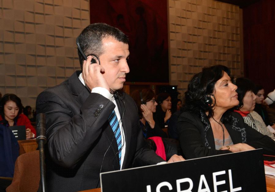 Israel’s Ambassador to the UNESCO Carmel Shama HaCohen listens during a past heari ng at UNESCO