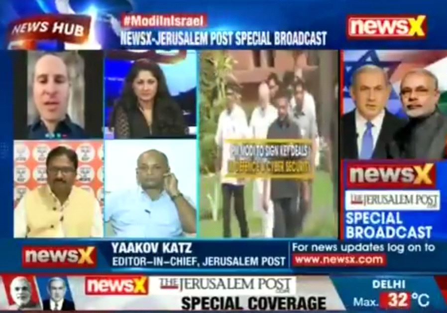 Editor-in-Chief Yaakov Katz is interviewed on Indian TV channel NewsX ahead of Modi's visit, June 3 2017.