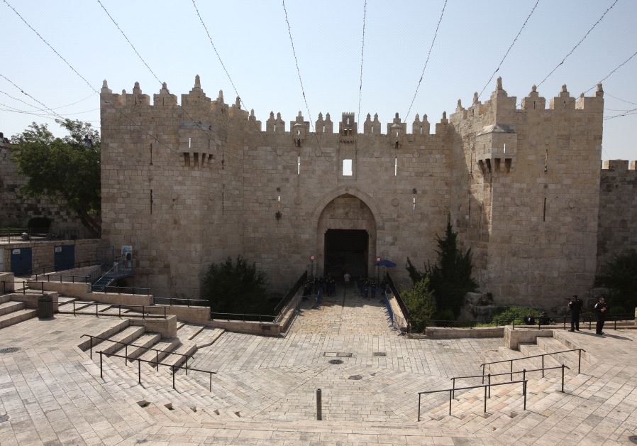 A general view of the Damascus Gate, which leads to the Old City's Muslim Quarter, July 21 2017