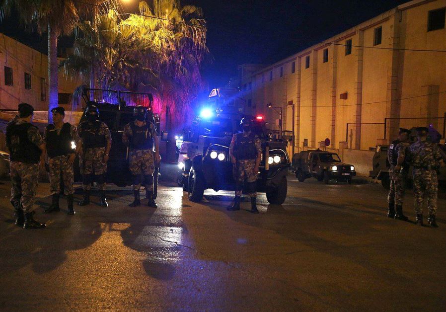 Jordanian police outside Israeli embassy in Amman 